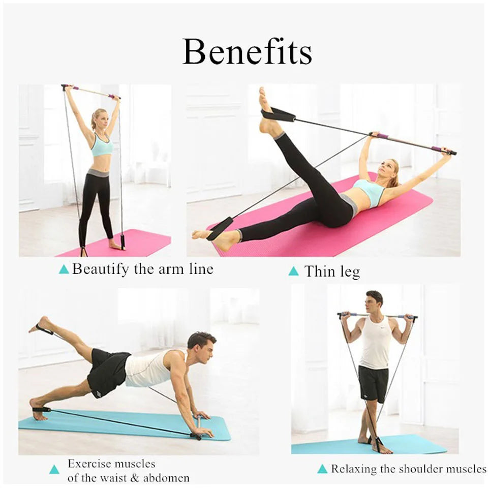 Portable Pilates Bar with Resistance Bands