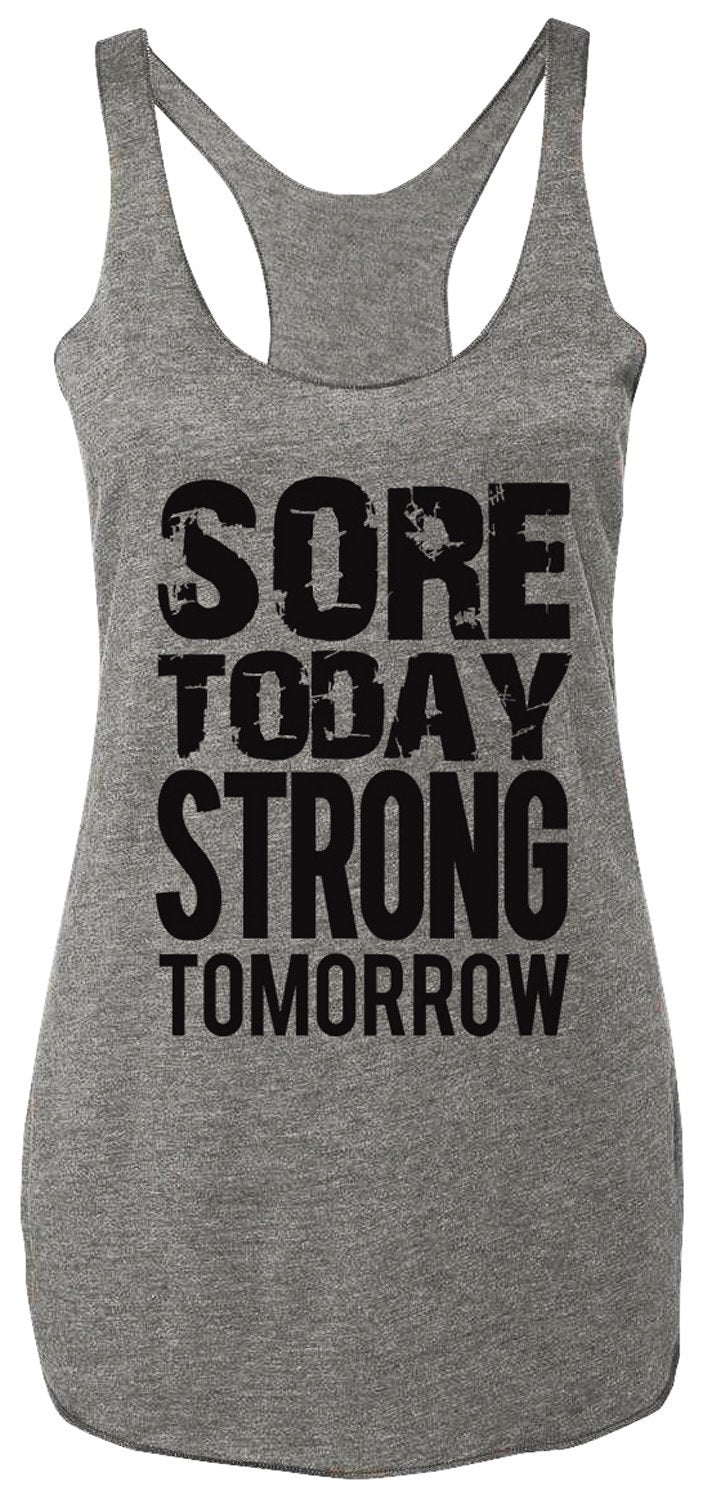 Sore Today STRONG Tomorrow Workout Tank Top Gray with Black - Blade Fitness